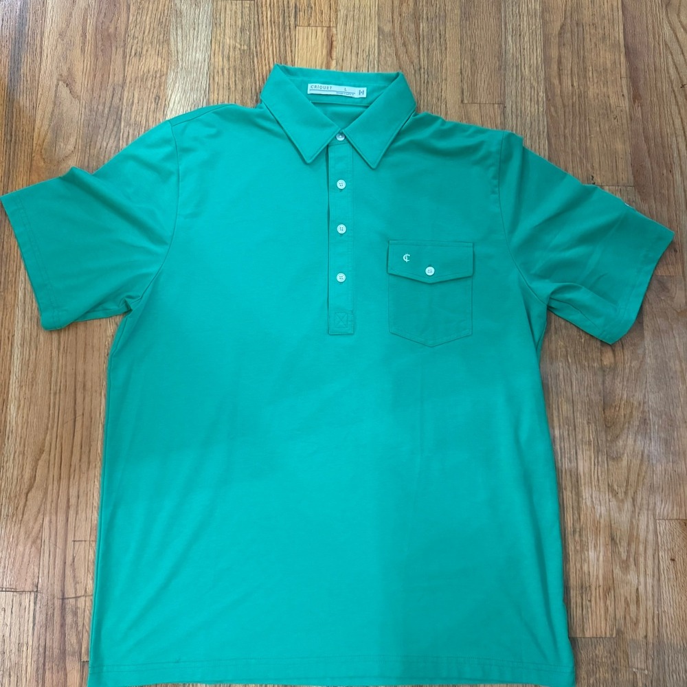 Criquet Mens Green Players Golf Polo Shirt Size L Champions Golf Club Logo